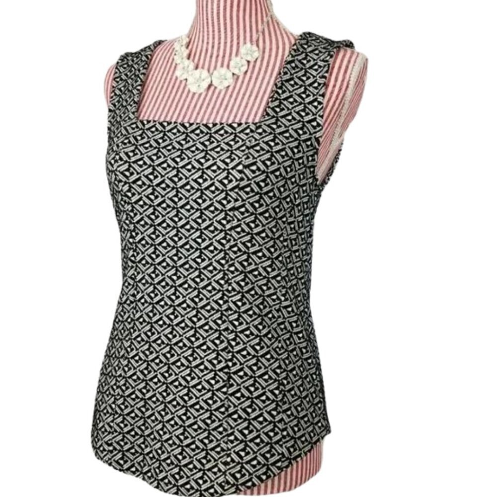 Anthropologie Black Printed Textured Top